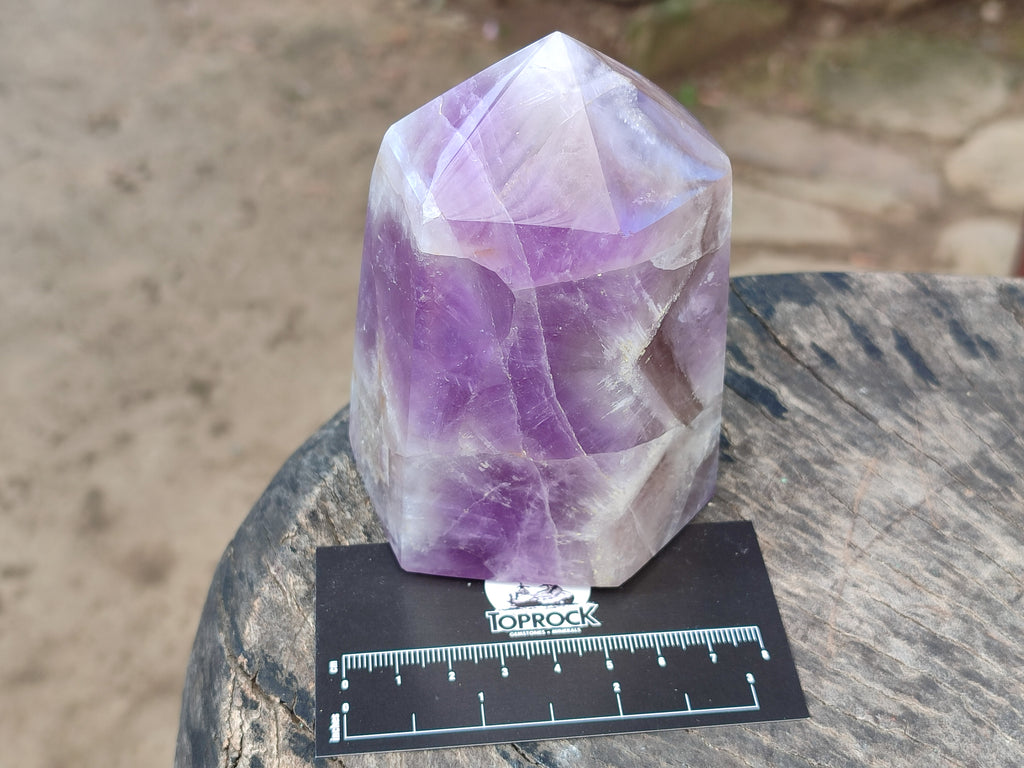 Polished Chevron Amethyst Points x 2 from Ankazobe, Madagascar - Toprock Gemstones and Minerals 
