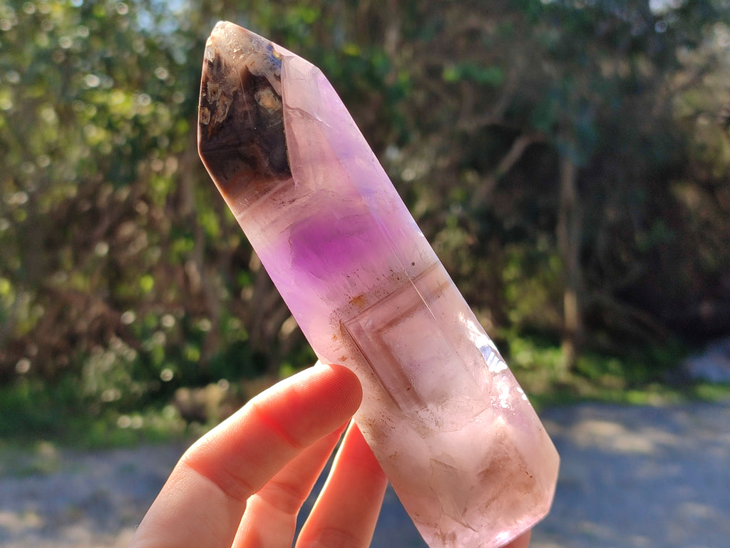 Polished Chevron Amethyst Points x 2 from Ankazobe, Madagascar - Toprock Gemstones and Minerals 
