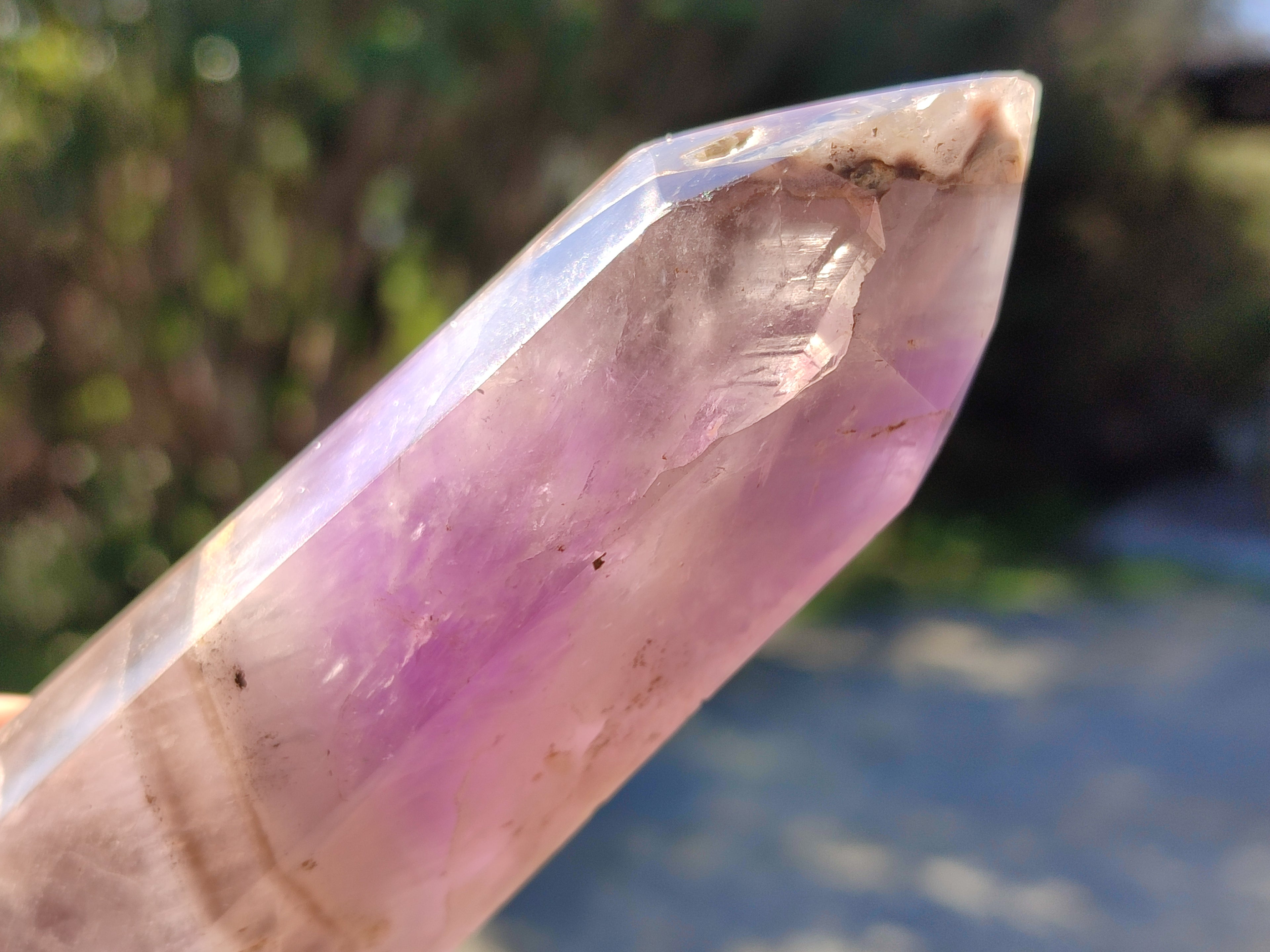 Polished Chevron Amethyst Points x 2 from Ankazobe, Madagascar - Toprock Gemstones and Minerals 