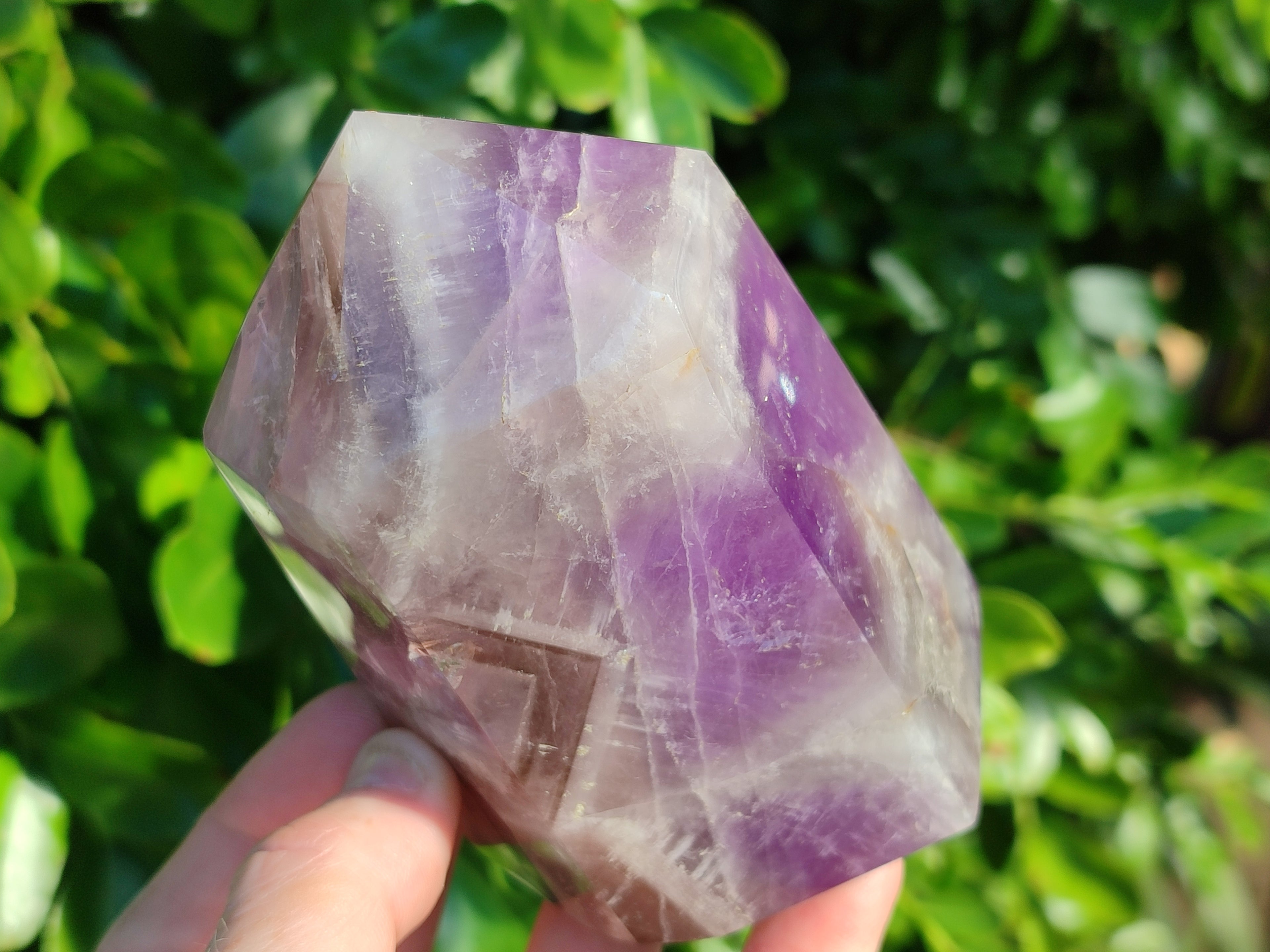 Polished Chevron Amethyst Points x 2 from Ankazobe, Madagascar - Toprock Gemstones and Minerals 