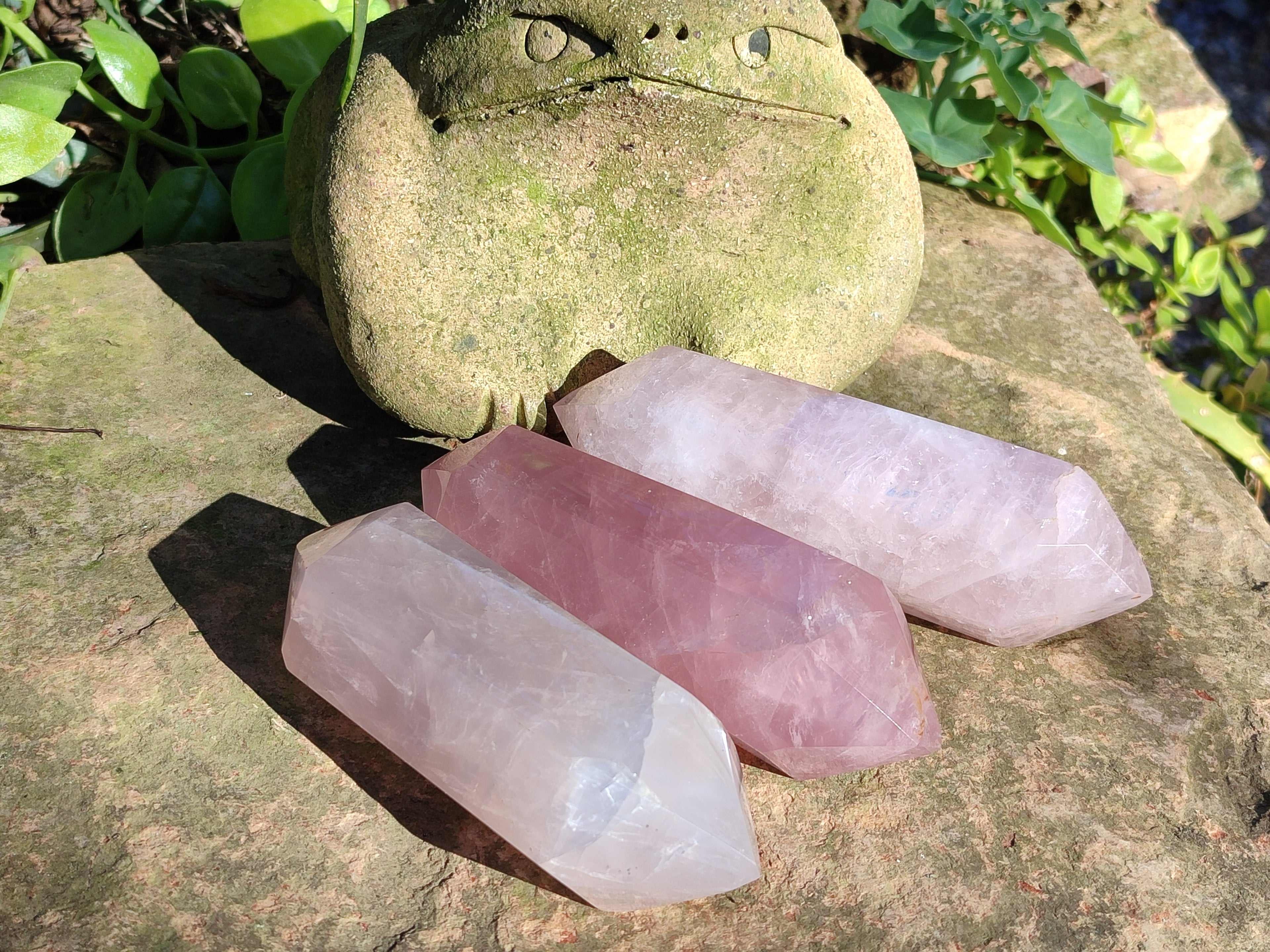 Polished Double Terminated Rose Quartz Points x 4 From Ambatondrazaka, Madagascar - Toprock Gemstones and Minerals 