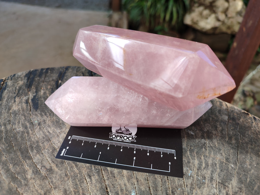 Polished Double Terminated Rose Quartz Points x 4 From Ambatondrazaka, Madagascar - Toprock Gemstones and Minerals 