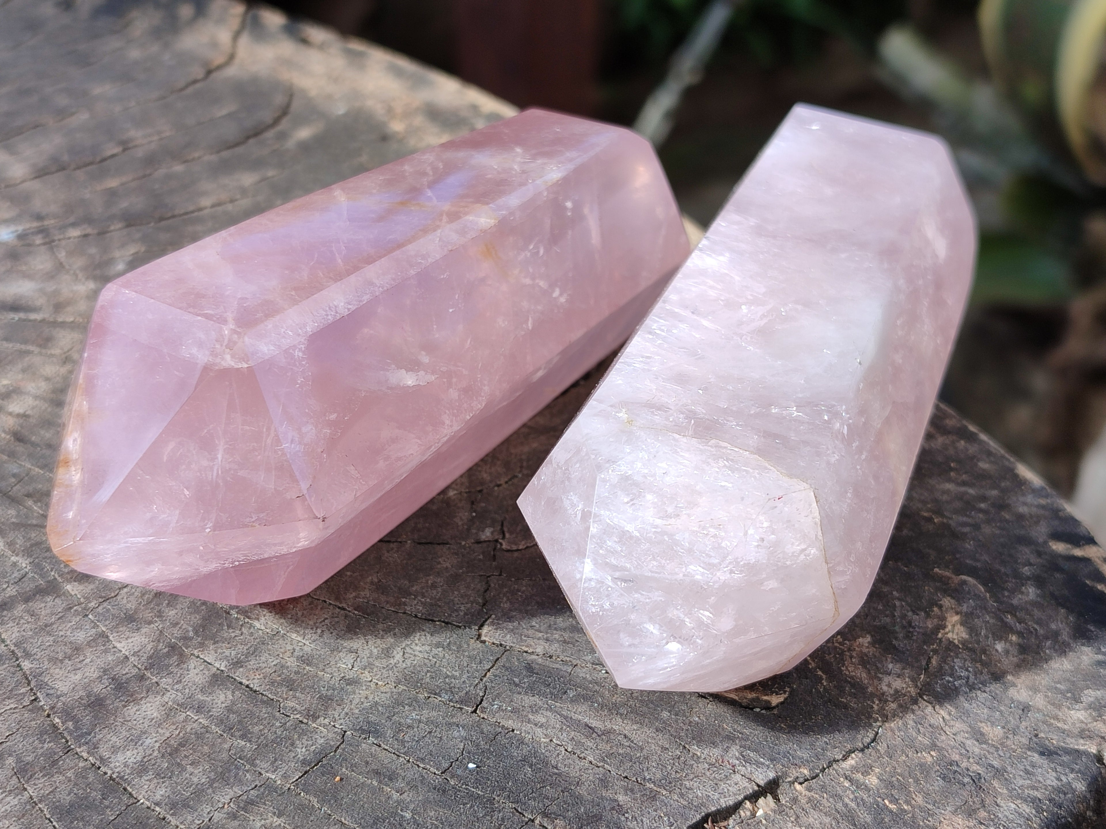 Polished Double Terminated Rose Quartz Points x 4 From Ambatondrazaka, Madagascar - Toprock Gemstones and Minerals 