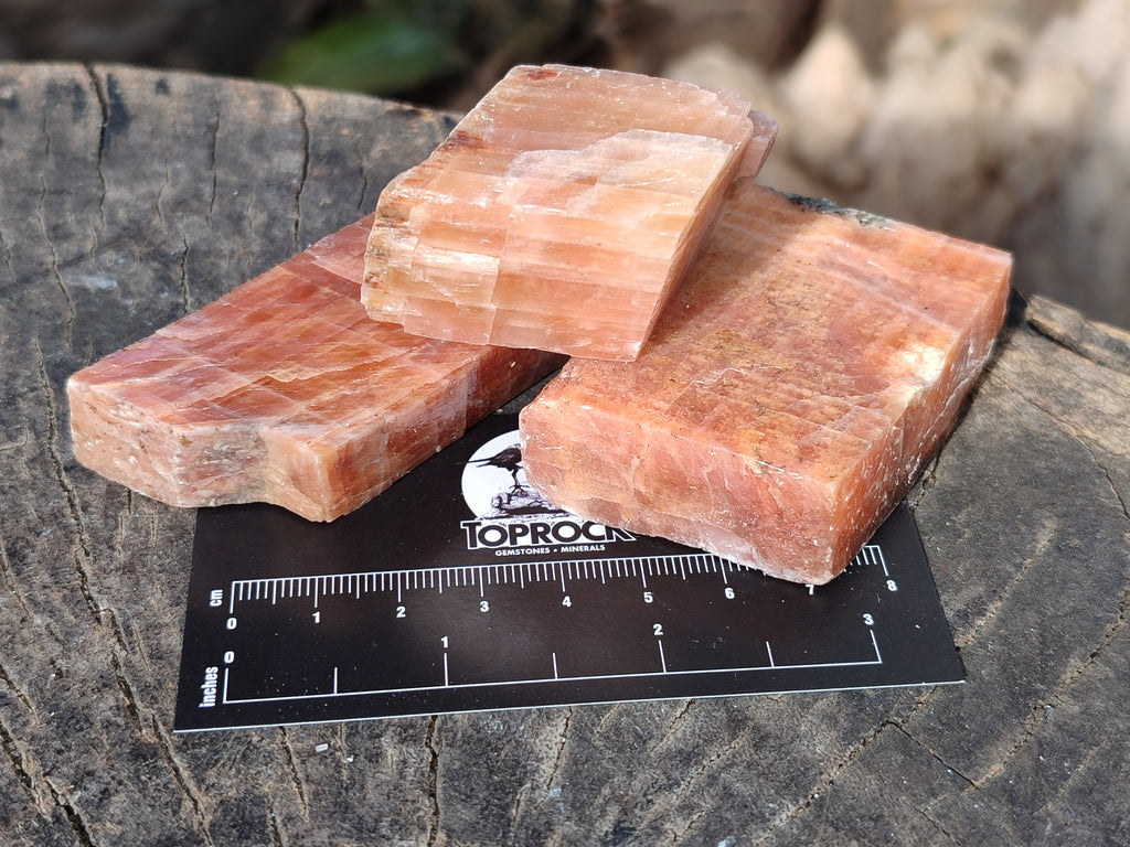 Natural Rhombohedral Sunset Orange Calcite Specimens x 24 From Spitzkop, Namibia - Toprock Gemstones and Minerals 