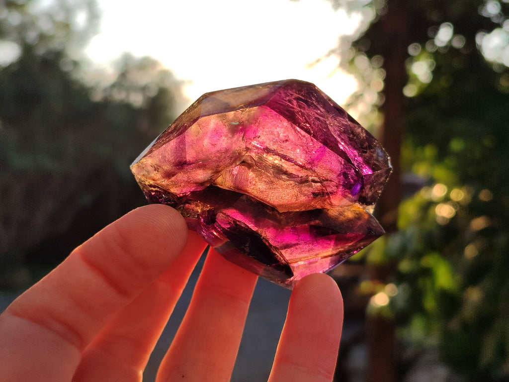 Polished Smokey Amethyst Window Quartz Crystals x 6 From Akansobe, Madagascar - Toprock Gemstones and Minerals 