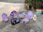 Polished Smokey Amethyst Window Quartz Crystals x 6 From Akansobe, Madagascar - Toprock Gemstones and Minerals 