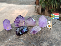 Polished Smokey Amethyst Window Quartz Crystals x 6 From Akansobe, Madagascar