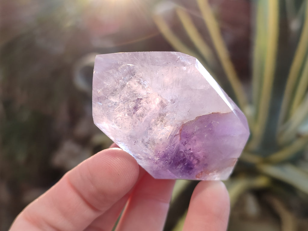 Polished Smokey Amethyst Window Quartz Crystals x 6 From Akansobe, Madagascar - Toprock Gemstones and Minerals 