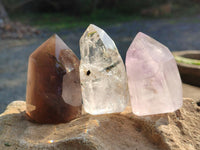 Polished Mixed Quartz Crystals with a Specular Hematite Inclusion Quartz x 6 from Madagascar