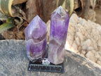 Polished Chevron Amethyst Points x 2 from Ankazobe, Madagascar - Toprock Gemstones and Minerals 