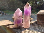 Polished Chevron Amethyst Points x 2 from Ankazobe, Madagascar - Toprock Gemstones and Minerals 