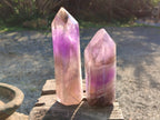 Polished Chevron Amethyst Points x 2 from Ankazobe, Madagascar - Toprock Gemstones and Minerals 