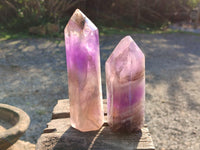 Polished Chevron Amethyst Points x 2 from Ankazobe, Madagascar - Toprock Gemstones and Minerals 