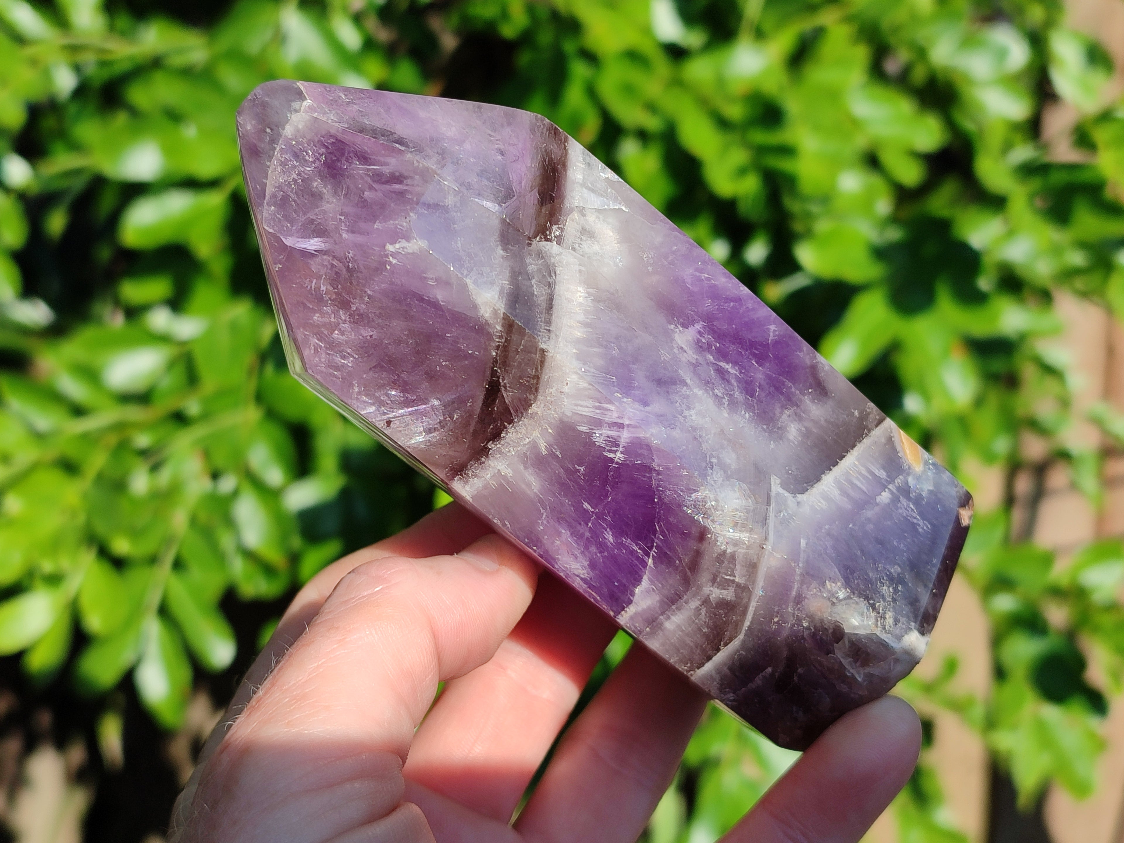 Polished Chevron Amethyst Points x 2 from Ankazobe, Madagascar - Toprock Gemstones and Minerals 