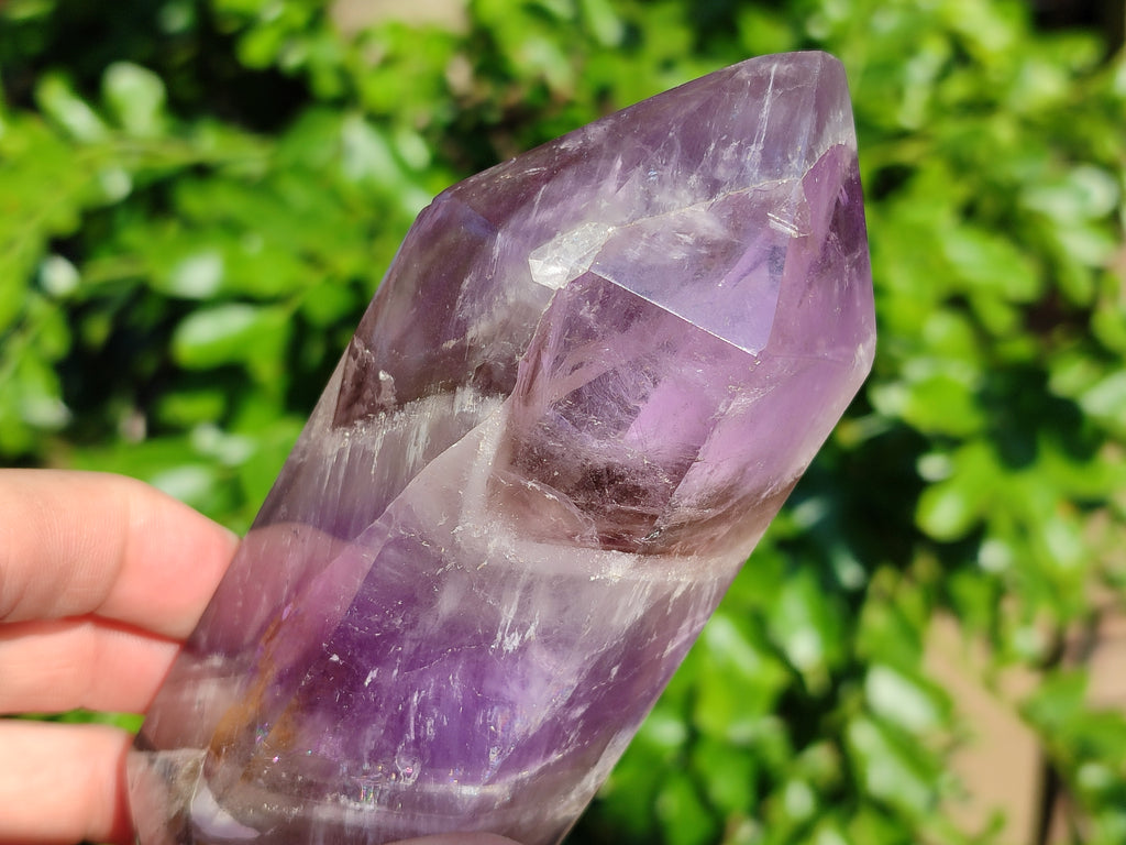 Polished Chevron Amethyst Points x 2 from Ankazobe, Madagascar - Toprock Gemstones and Minerals 