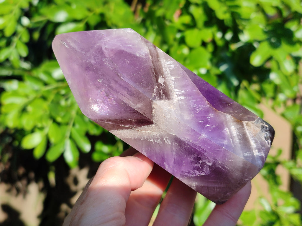 Polished Chevron Amethyst Points x 2 from Ankazobe, Madagascar - Toprock Gemstones and Minerals 