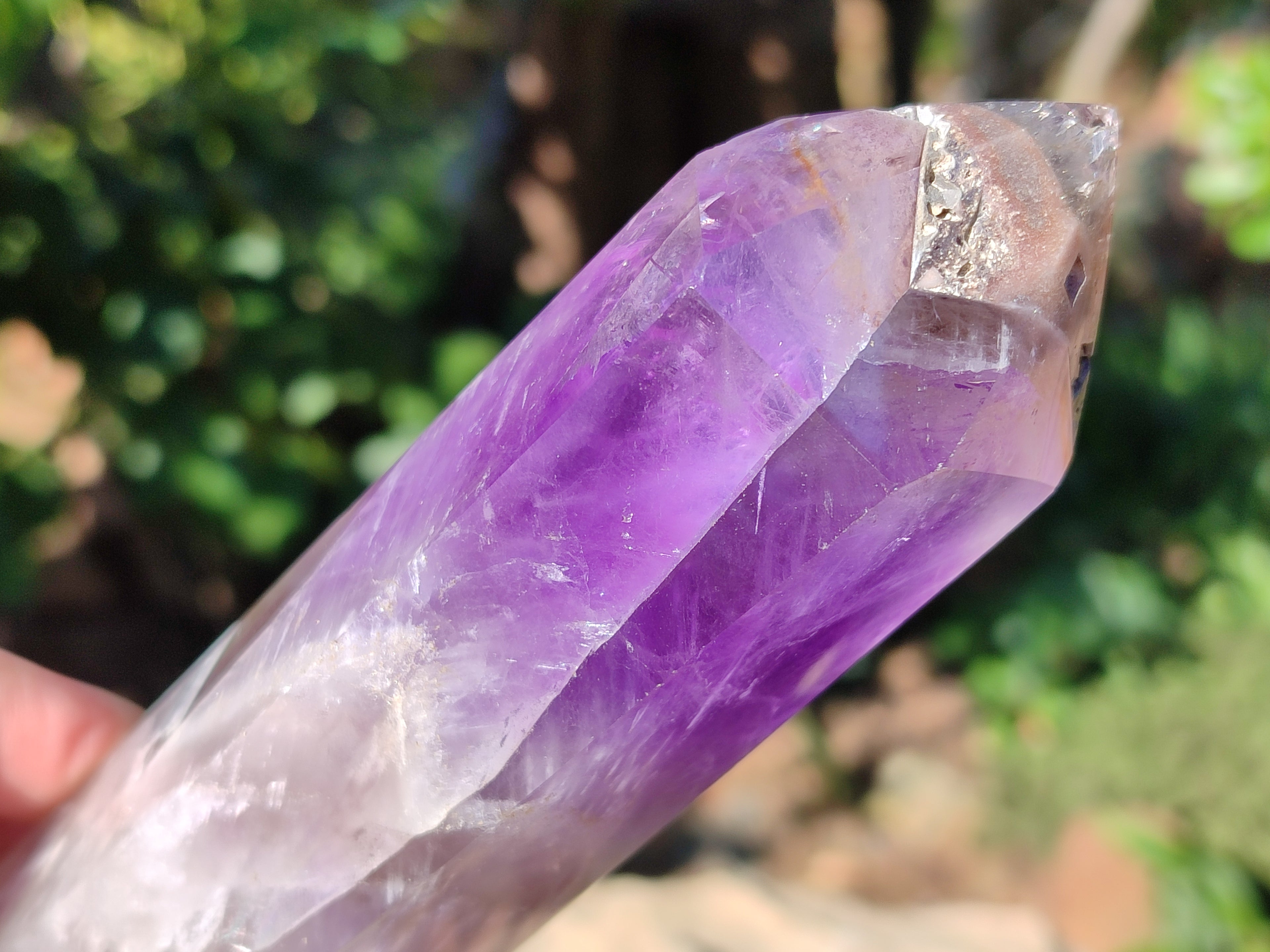 Polished Chevron Amethyst Points x 2 from Ankazobe, Madagascar - Toprock Gemstones and Minerals 