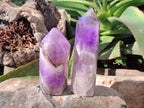 Polished Chevron Amethyst Points x 2 from Ankazobe, Madagascar - Toprock Gemstones and Minerals 