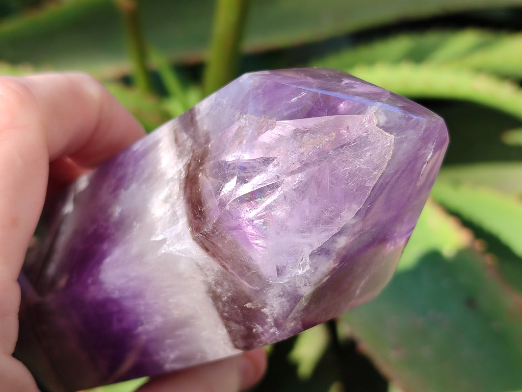 Polished Chevron Amethyst Points x 2 from Ankazobe, Madagascar - Toprock Gemstones and Minerals 