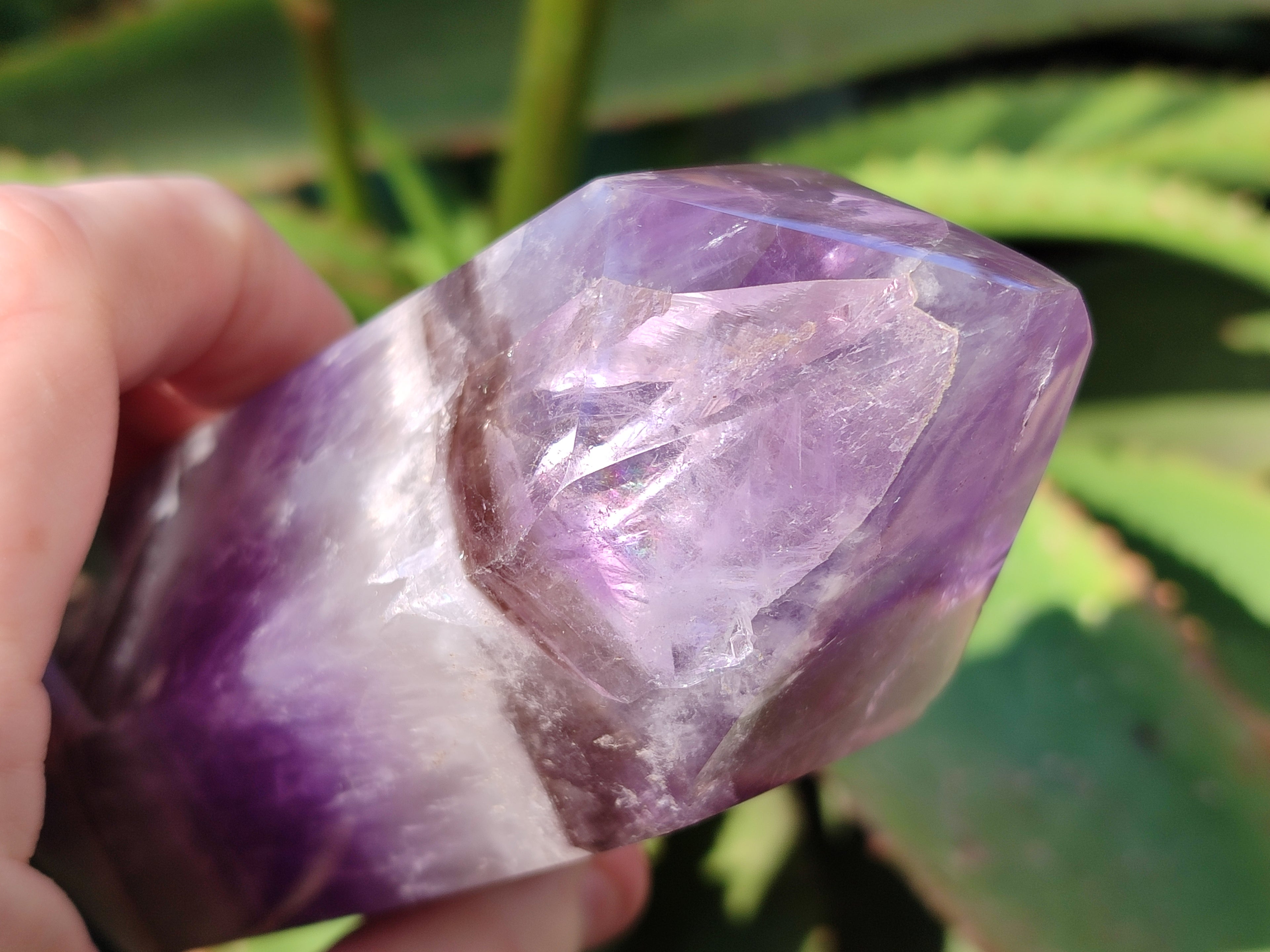 Polished Chevron Amethyst Points x 2 from Ankazobe, Madagascar - Toprock Gemstones and Minerals 