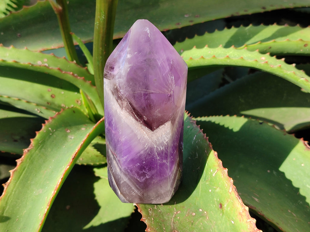 Polished Chevron Amethyst Points x 2 from Ankazobe, Madagascar - Toprock Gemstones and Minerals 