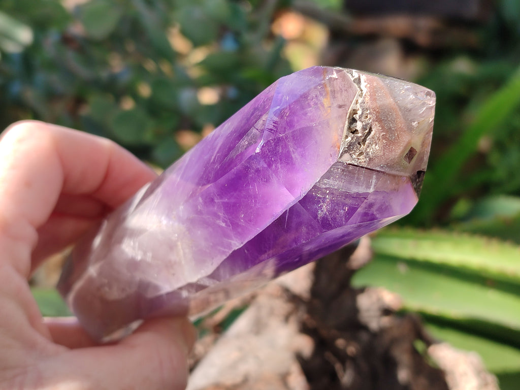 Polished Chevron Amethyst Points x 2 from Ankazobe, Madagascar - Toprock Gemstones and Minerals 