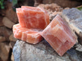 Natural Rhombohedral Sunset Orange Calcite Specimens x 12 From Spitzkop, Namibia - Toprock Gemstones and Minerals 