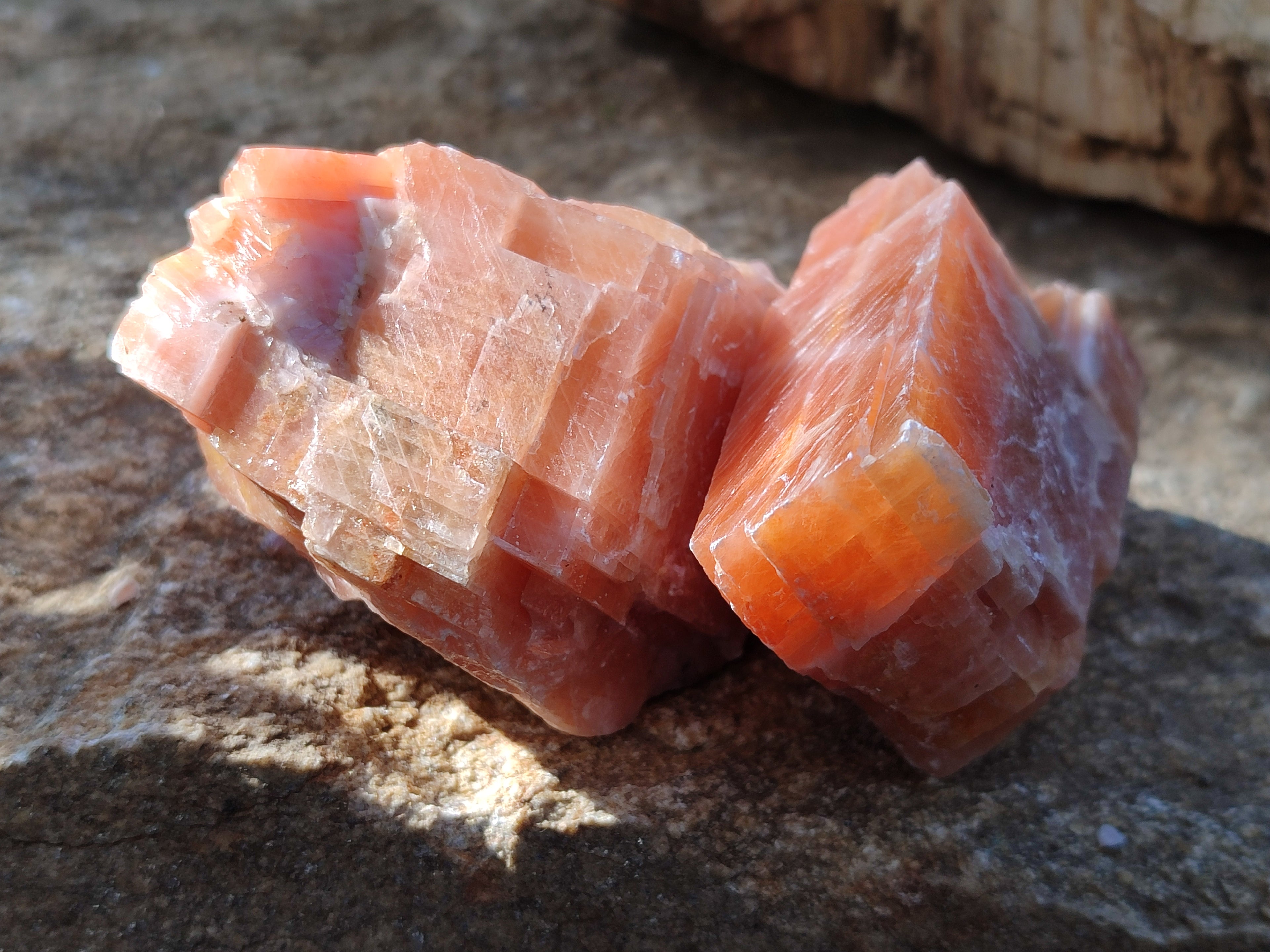 Natural Rhombohedral Sunset Orange Calcite Specimens x 12 From Spitzkop, Namibia - Toprock Gemstones and Minerals 