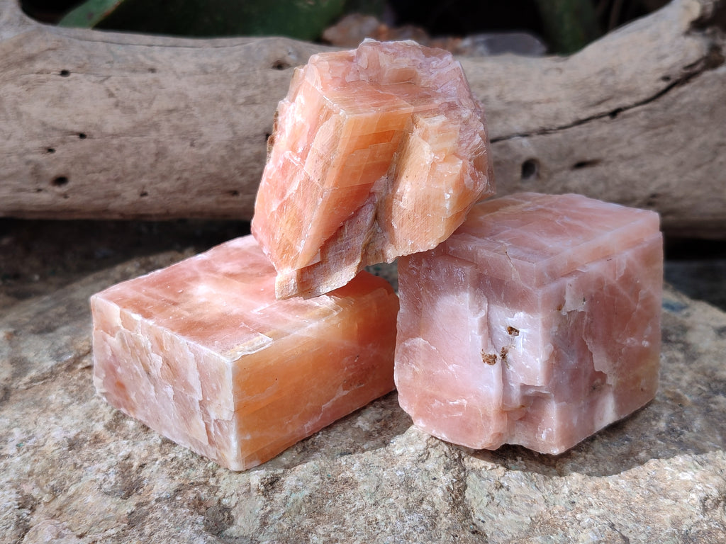 Natural Rhombohedral Sunset Orange Calcite Specimens x 12 From Spitzkop, Namibia - Toprock Gemstones and Minerals 
