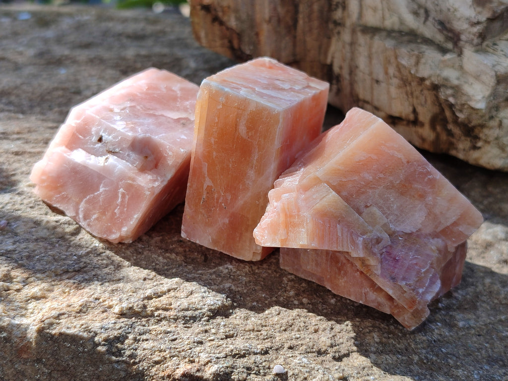 Natural Rhombohedral Sunset Orange Calcite Specimens x 12 From Spitzkop, Namibia - Toprock Gemstones and Minerals 