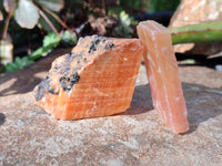 Natural Rhombohedral Sunset Orange Calcite Specimens x 12 From Spitzkop, Namibia - Toprock Gemstones and Minerals 