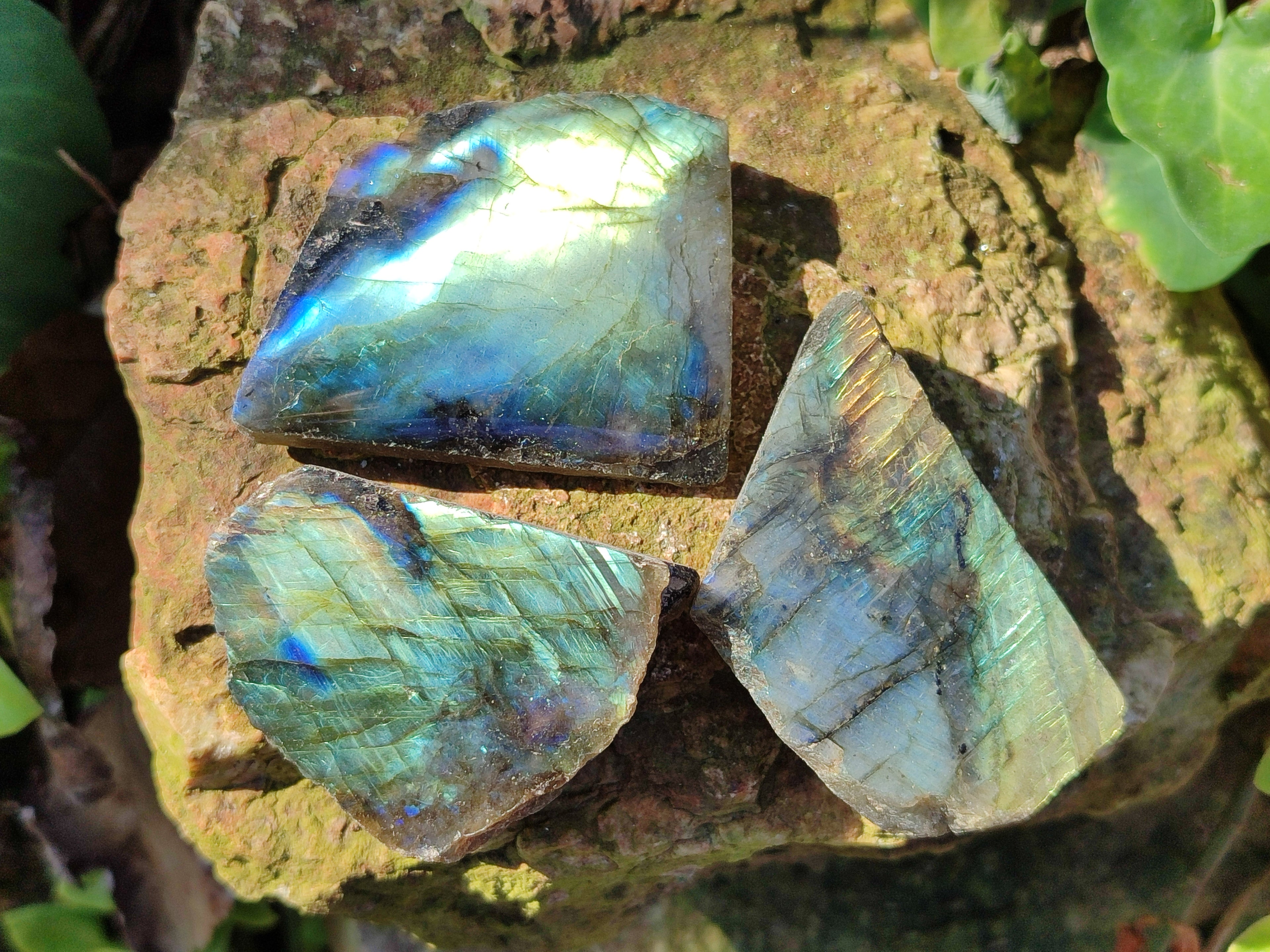 Polished On One Side Labradorite Plates x 35 From Tulear, Madagascar - Toprock Gemstones and Minerals 