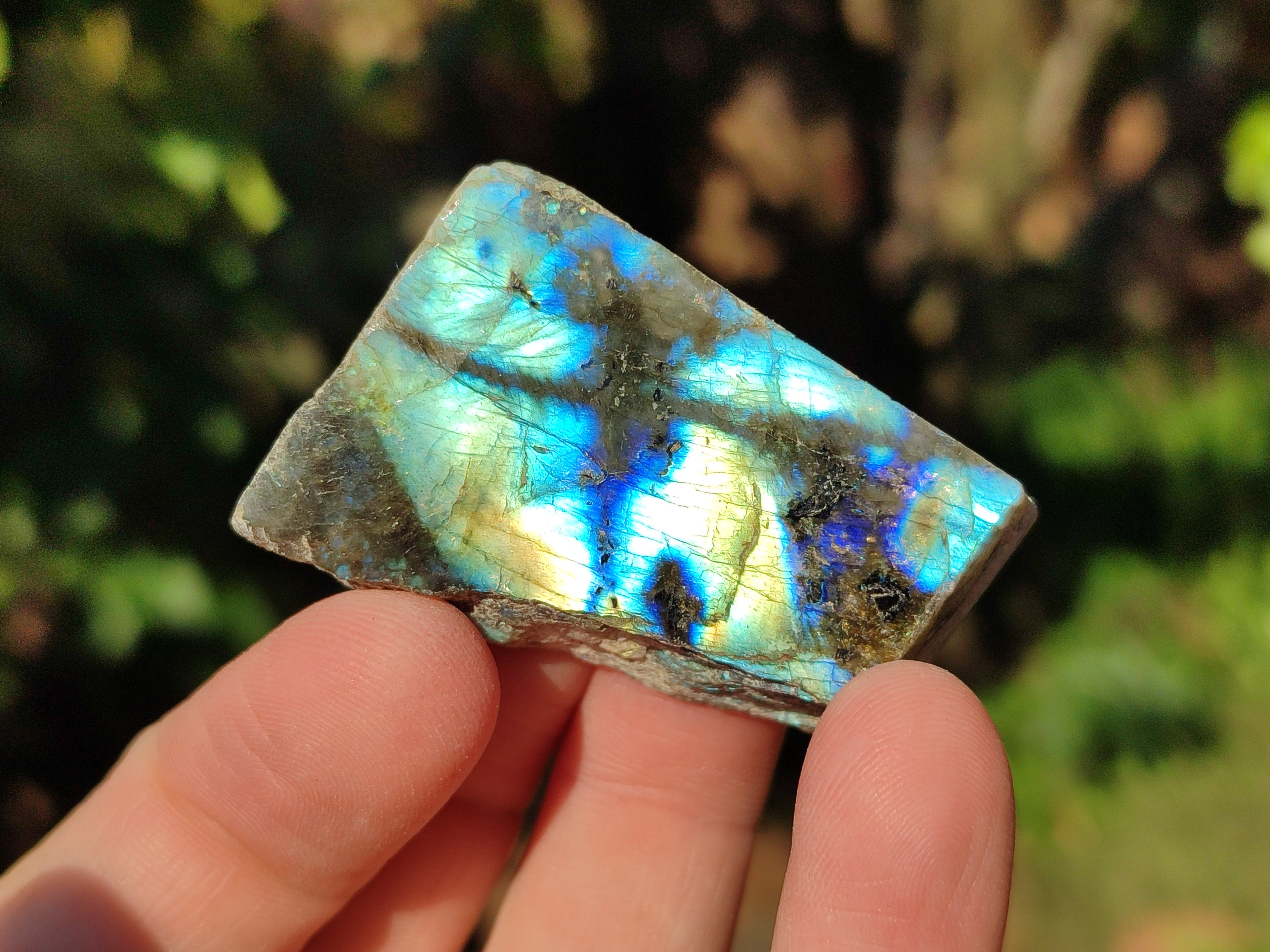 Polished On One Side Labradorite Plates x 35 From Tulear, Madagascar - Toprock Gemstones and Minerals 