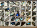Polished On One Side Labradorite Plates x 35 From Tulear, Madagascar - Toprock Gemstones and Minerals 