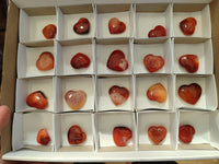 Polished Mini Carnelian Agate "Jewellery" Gemstone Hearts x 20 From Madagascar