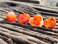 Polished Mini Carnelian Agate "Jewellery" Gemstone Hearts x 20 From Madagascar