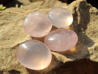 Polished Rose Quartz Palm Stones x 35 From Ambatondrazaka, Madagascar - Toprock Gemstones and Minerals 