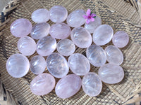 Polished Rose Quartz Palm Stones x 35 From Ambatondrazaka, Madagascar - Toprock Gemstones and Minerals 