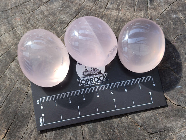 Polished Rose Quartz Palm Stones x 35 From Ambatondrazaka, Madagascar - Toprock Gemstones and Minerals 