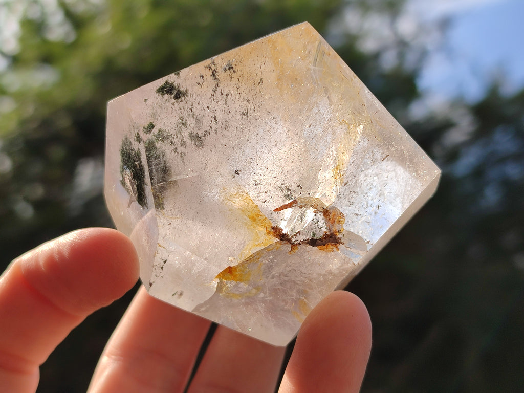 Polished Rainbow Veil and Chlorite Phantom Quartz Crystals x 4 From Madagascar - Toprock Gemstones and Minerals 