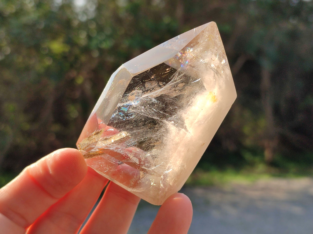 Polished Rainbow Veil and Chlorite Phantom Quartz Crystals x 4 From Madagascar - Toprock Gemstones and Minerals 