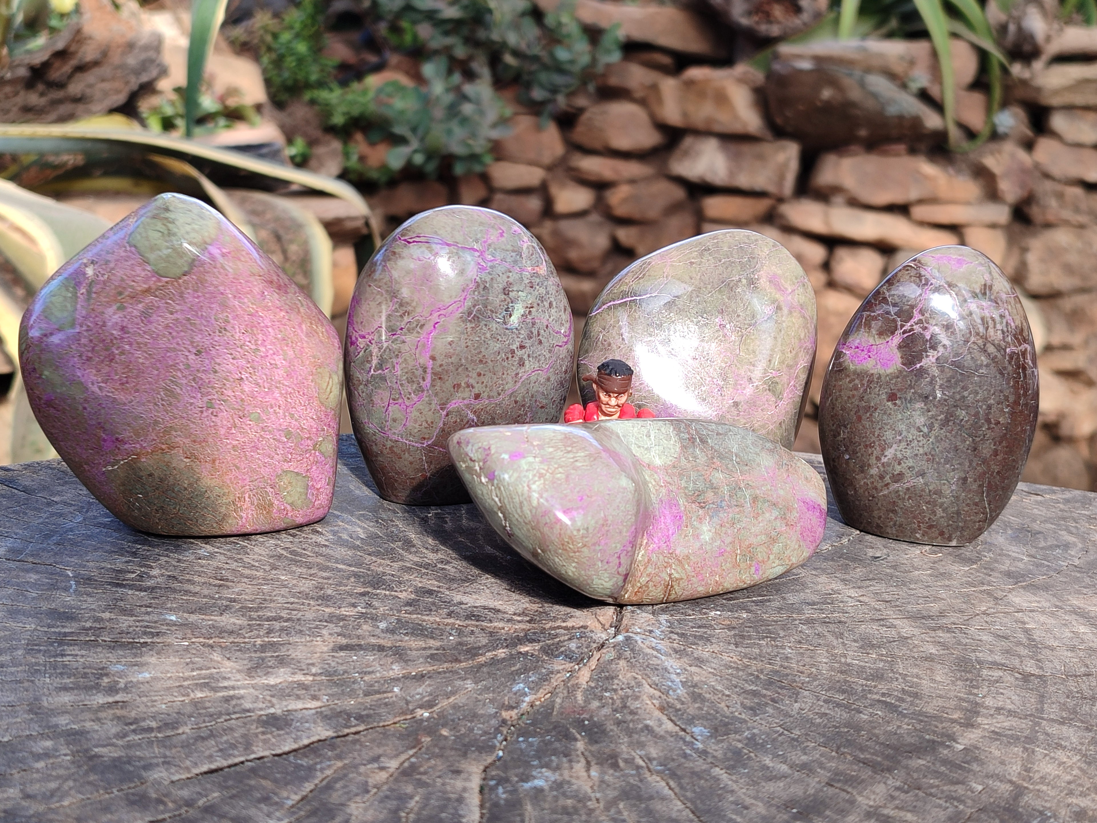 Polished Stichtite Standing Free Forms x 5 From Barberton, South Africa - Toprock Gemstones and Minerals 