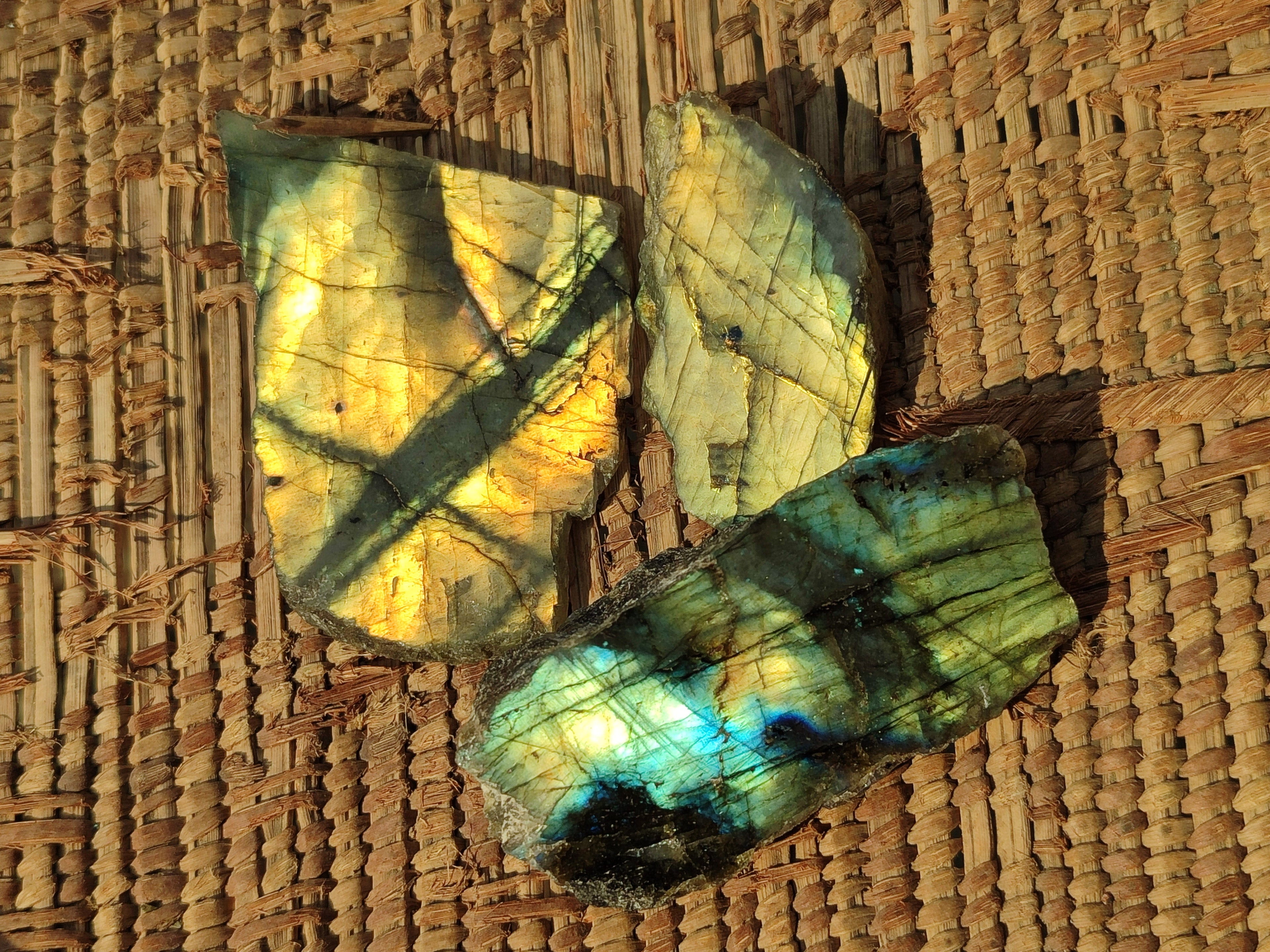 Polished On One Side Labradorite Plates x 35 From Tulear, Madagascar - Toprock Gemstones and Minerals 