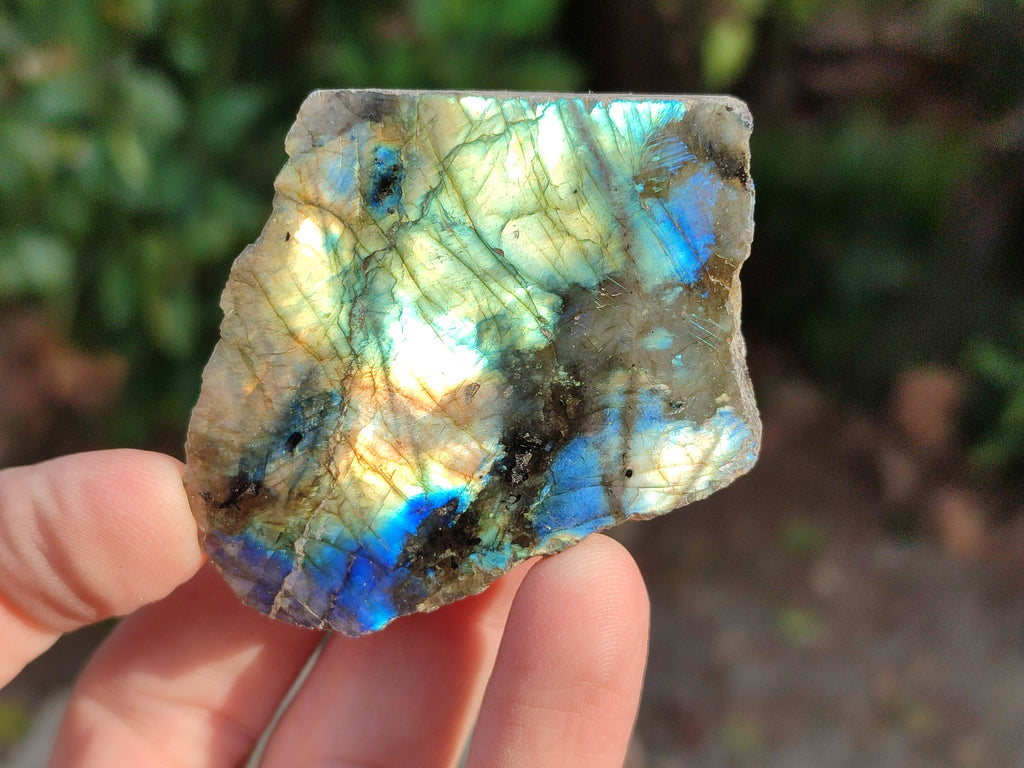 Polished On One Side Labradorite Plates x 35 From Tulear, Madagascar - Toprock Gemstones and Minerals 