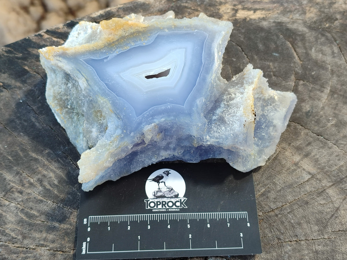 Polished on One Side Etched Blue Lace Chalcedony Geodes x 4 From Nsanje, Malawi - Toprock Gemstones and Minerals 