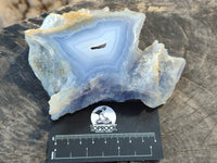 Polished on One Side Etched Blue Lace Chalcedony Geodes x 4 From Nsanje, Malawi