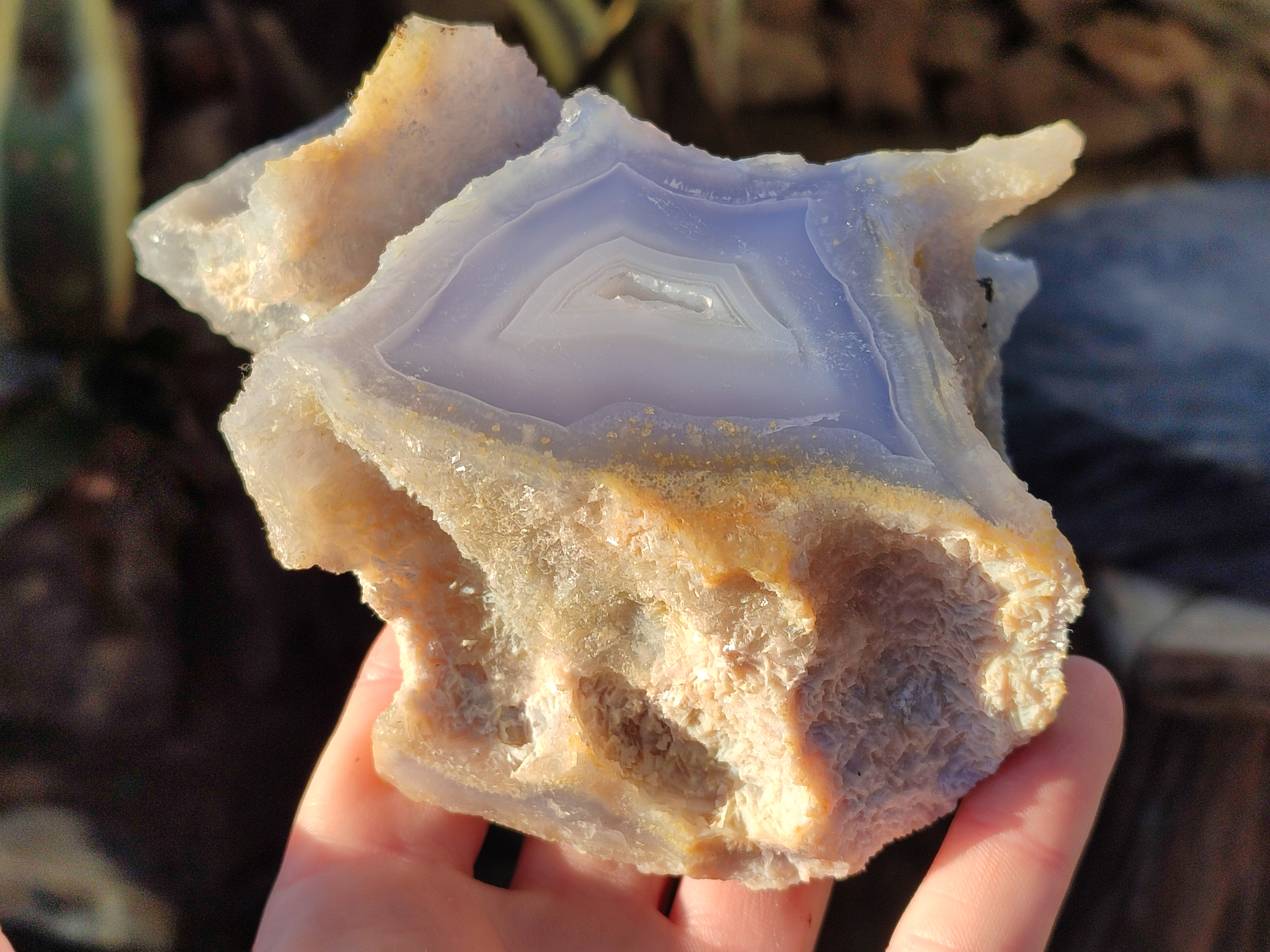 Polished on One Side Etched Blue Lace Chalcedony Geodes x 4 From Nsanje, Malawi - Toprock Gemstones and Minerals 