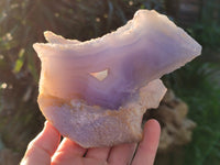Polished on One Side Etched Blue Lace Chalcedony Geodes x 4 From Nsanje, Malawi