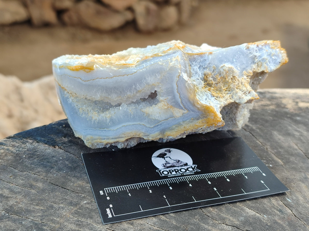 Polished on One Side Etched Blue Lace Chalcedony Geodes x 4 From Nsanje, Malawi - Toprock Gemstones and Minerals 