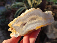 Polished on One Side Etched Blue Lace Chalcedony Geodes x 4 From Nsanje, Malawi